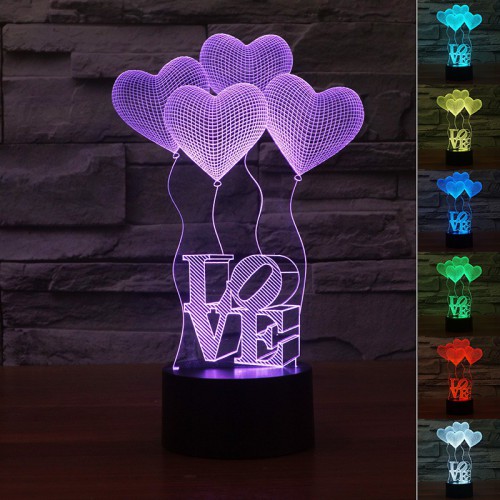 Lampe 3D LED Coeur Love